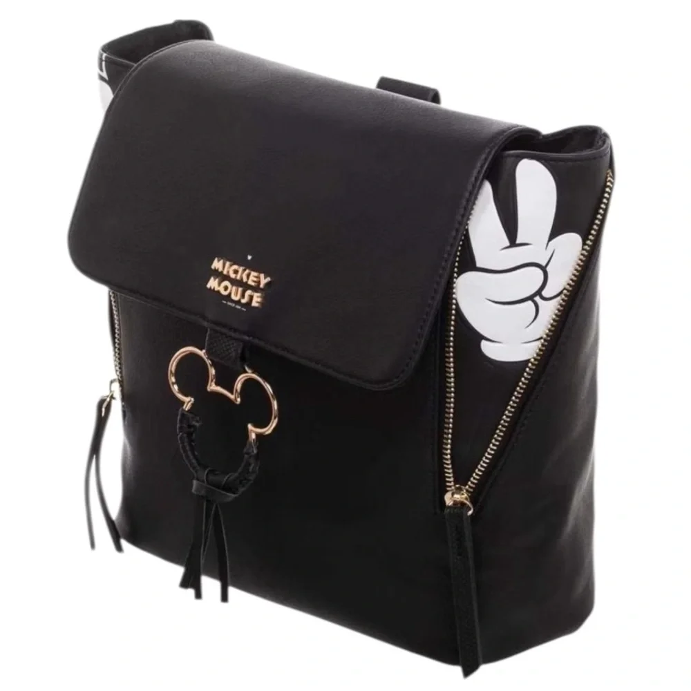 NWT Disney Bioworld Mickey Mouse 90th Anniversary Black Mini Zipper Backpack